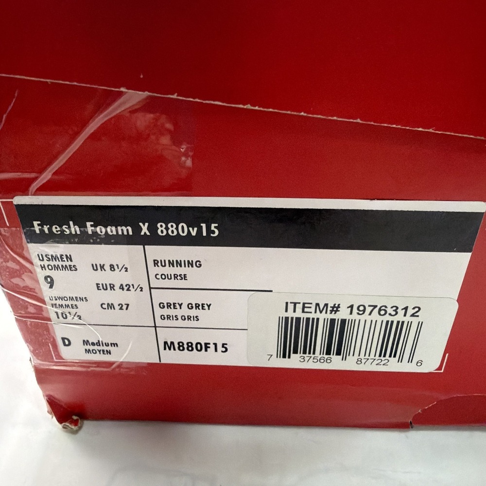 New Balance men's Fresh Foam Running Shoe. X880V15 Grey/Grey‎ Size 9 New - Picture 8 of 8